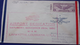 Airport Dedication Stamped Envelope Lafayette Louisiana USA 1930 - $2.99