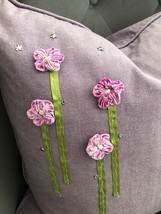 Lauren Ralph Lauren Pillow Embellished with Flowers 19x19 Feather Filled... - $32.73