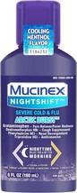 Mucinex Nightshift Cold &amp; Flu Clear &amp; Cool Liquid 6 fl. oz. Relieves Fever, Sn - £19.17 GBP
