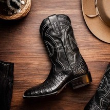 TUCSON Genuine Caiman Belly Skin Cowboy Boot from the Western Collection Black image 11