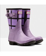 HUNTER Short Tartan Purple Plaid Waterproof Rain Boots Womens Size 9 NeW - $175.35 CAD