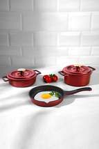 Cast Aluminum 5 Piece Baby Mini Cookware Set Claret Red - £62.34 GBP