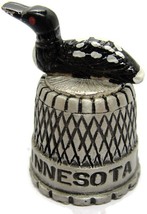 Minnesota Loon Bird Pewter Thimble Silver Tone Vintage - £11.16 GBP