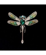 Gold Tone Dragonfly Crystal Brooch | Handmade Retro Lapel Pin Formal #1286C - €33,71 EUR
