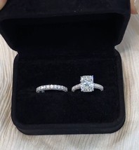 2.20Ct Radiant Simulated Diamond Solitaire Bridal Ring Set 14K White Gold Plated - £94.16 GBP