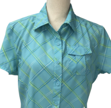 Reel Legends Performance Medium Button Up Shirt Short Sleeve Turquoise - £21.13 GBP