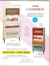 Candimat Snacks &amp; Candy Vending Machine Flyer 8.5&quot; x 11&quot; Mounds Planters 1968 - £23.67 GBP