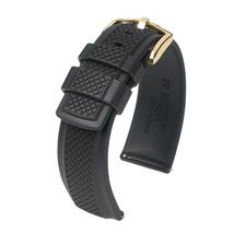 Hirsch Accent Caoutchouc Watch Strap - Black - L - 20mm / 18mm - Shiny Silver Bu - £91.55 GBP