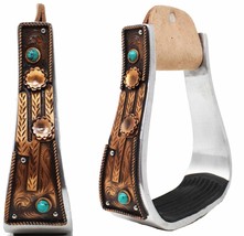 Horse 5&quot; Aluminum Antique Copper Cactus Engraved Western Saddle Stirrups... - $59.39