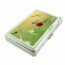 Ladybug Em5 100&#39;s Size Cigarette Case with Built in Lighter Metal Wallet - £17.37 GBP
