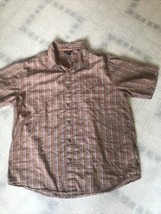 Royal Robbins Men&#39;s XL Orange Plaid Button Down Shirt Short Sleeve Relaxed Fit - $26.88