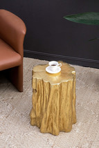 Antique Gold Distressed Tree Trunk Stool | Unique Accent Side Table - €114,85 EUR