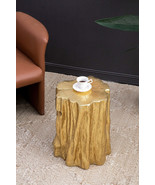 Antique Gold Distressed Tree Trunk Stool | Unique Accent Side Table - $2,457.92 MXN