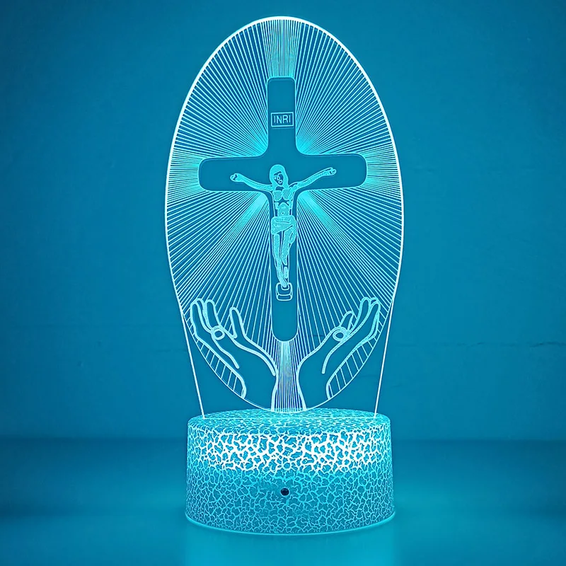 Jesus Cross 3D LED Night Light for Friends Xmas Easter Room Decor Gifts ... - $12.03+