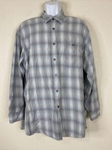 Izod Men Size L Blue Plaid Button Up Shirt Long Sleeve Cotton Modal Blend - £5.49 GBP