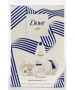 Dove Nourishing Deep Moisture 3 Piece Gift Set With Body Polish Wash &amp; Pouf - £28.43 GBP