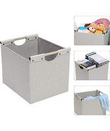 Collapsible Storage Bin ~ BEIGE ~ Linen Fabric w/Wooden Handles ~ 12.75&quot;... - $26.18