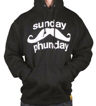 Team Phun Uomo Sunday Divertente Giorno Baffi Bianco Nero Pullover Cappu... - $26.24