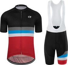 Road Bike Jersey With Zipper Pocket, Short Sleeves, Cycling Kits, And 3D Padded - £49.34 GBP