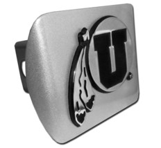 utah drum feather logo emblem chrome brushed trailer hitch cover usa made - £60.21 GBP