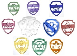 Paw Patrol Logo Badges Shields Tags Set Of 10 Cookie Cutters USA PR1048 - £23.59 GBP