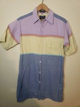 Vtg Members Only Club House Shirt Mens Medium Color Block Button Up 90s 80s - £12.86 GBP