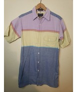 VTG Members Only Club House Shirt Mens MEDIUM COLOR BLOCK Button Up  90s... - £12.84 GBP
