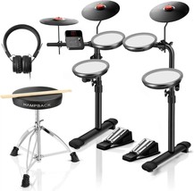 Mk-0 Electric Drum Set With 4 Quite Mesh Electronic Pads, 5&quot; Kick Drum, 12 Kits - £205.26 GBP