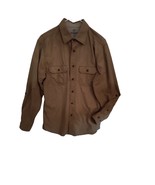 Men small tan color casual long sleeve button up shirt  - $11.95