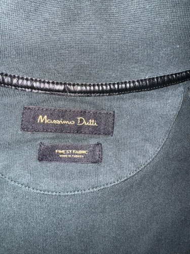 Massimo Dutti Dark Moss Green 100% Cotton  Brushed Cotton Zip Up Sweatshirt SZ L Item image 5
