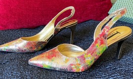 Shoes J. Reneé Slingback Heels J Bambina Metallc Gold Multicol Sz 7M Preown (B) - £23.17 GBP