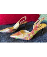 Shoes J. RENEÉ Slingback Heels J BAMBINA METALLC GOLD MULTICOL Sz 7M Pre... - £17.75 GBP