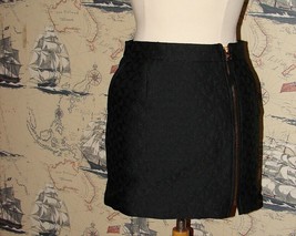 BCBGMaxAzria Black Print Mini Skirt with Gold Zipper Size 0 - £31.55 GBP