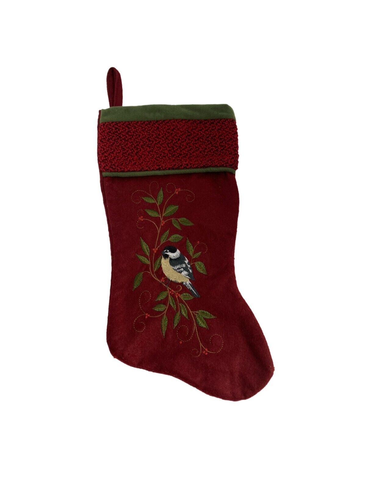 Primary image for Santas Best Stocking Christmas Eve Felt Embroidered Bird Red Green 18"