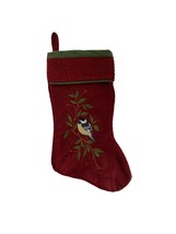 Santas Best Stocking Christmas Eve Felt Embroidered Bird Red Green 18&quot; - £15.03 GBP