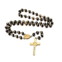 Memolome Personalized Rosary Beads Cross Necklace Custom St - £43.11 GBP