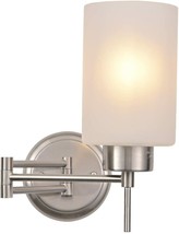 Modern 1 Light Swing Arm Wall Sconce/Vanity Light , Frosted Glass Shade, Brushed - £22.83 GBP