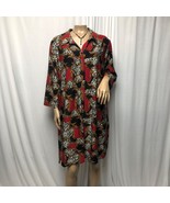 Attitudes By Renee Tunic Womens 1X Red Black Printed Stretch Duster - $24.49