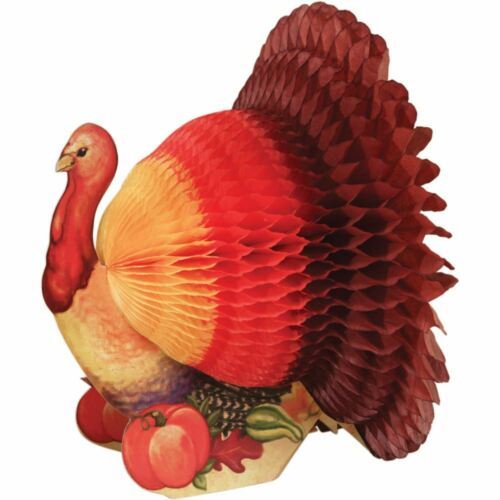 Primary image for Mini Thanksgiving Turkey 5" Small Honeycomb Table Centerpiece 1 ct