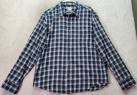 J.CREW Shirt Mens XL Navy Plaid Flannel Cotton Long Sleeve Collared Button Down - £15.97 GBP