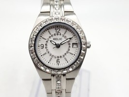 Relic ZR11788 Watch Women New Battery Silver Tone Diamond Accent Date Dial 26mm - £15.50 GBP