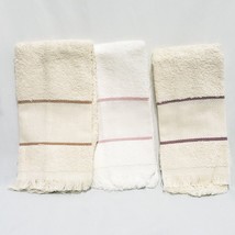 Mixed Lot 3 Cross Stitch Fingertip Towels White, Cream Pink Trim 14 Count 18&quot; - £15.73 GBP