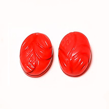 11.2 Carat 2 pcs Red Coral Flower Hand Carving Loose Gemstone for Jewelr... - $12.95