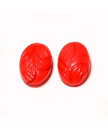 11.2 Carat 2 pcs Red Coral Flower Hand Carving Loose Gemstone for Jewelr... - $17.77 CAD