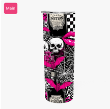 Punk Princess 20oz Tumbler | Gothic Checkerboard Skulls &amp; Hot Pink Lips - $672.27 MXN
