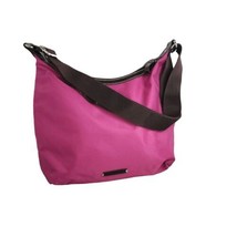 Nine &amp; Co Crossbody Handbag Nylon Zippered Hot Pink Brown Casual Ext Poc... - £14.78 GBP