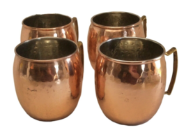 Hammered Moscow Mule Cups Set of 4 Beverage Mugs 16 Fluid Ounces Gently Used - £19.97 GBP