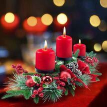 Christmas Candle Holder Centerpiece Candelabrum 3 Holders Table Decor - ... - $56.39 CAD