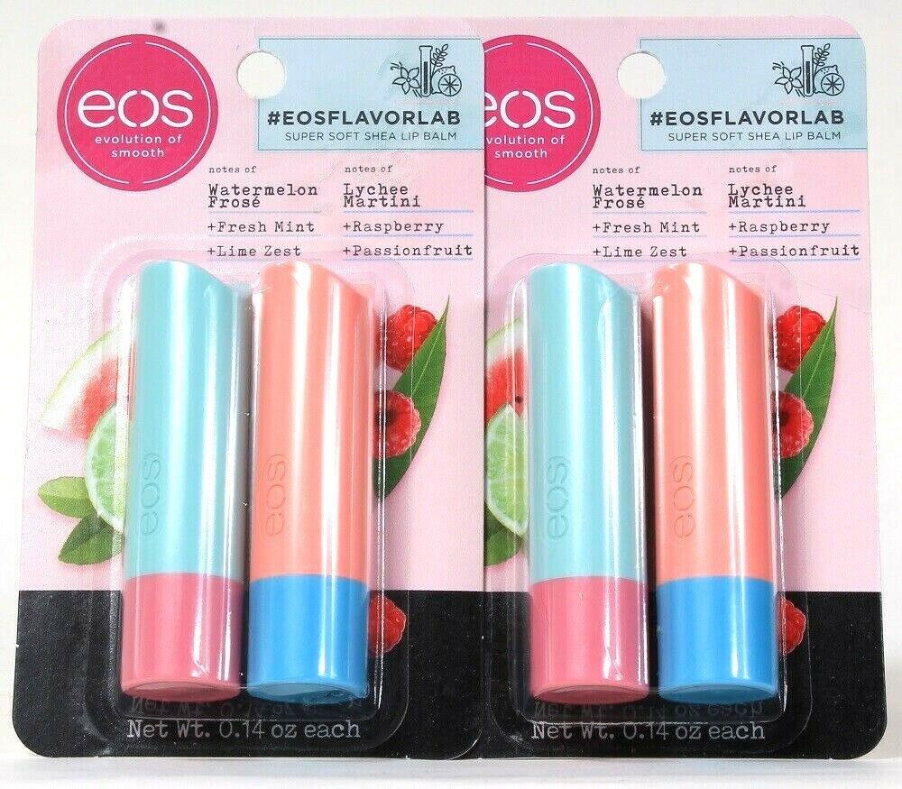 2 Packages Eos Flavor Lab 2 Ct Watermelon Frose & Lychee Martini Shea Lip Balm - $24.99