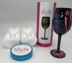 Lolita Love My Wine “ FIREWORKS“ Hand Painted Wine Glass Used, No Stem Tag - £17.92 GBP